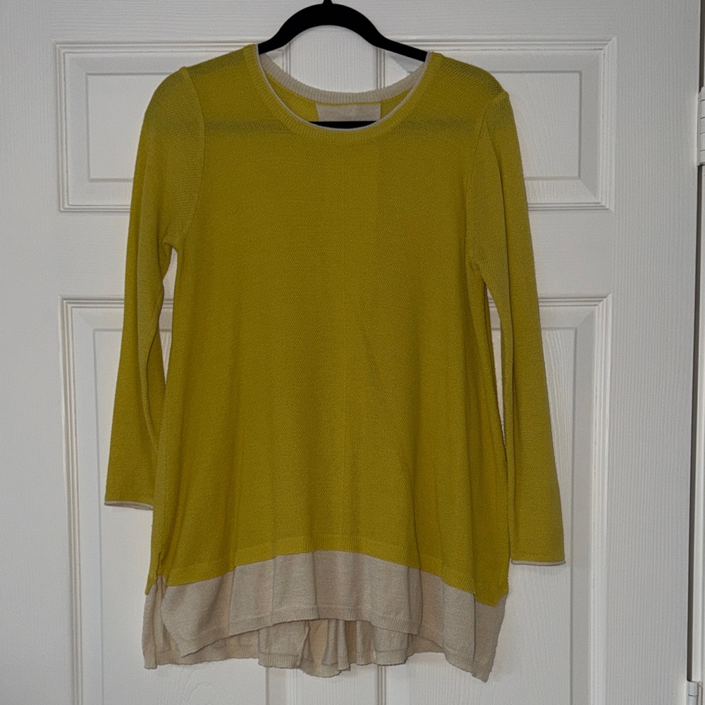 Made in Korea Yellow and Cream Long Sleeve Sweater Tunic